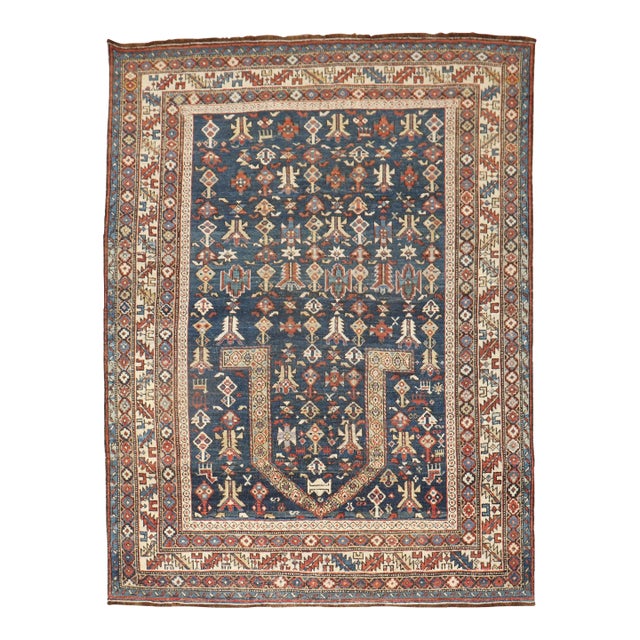 Caucasian Kuba Small Antique Prayer Rug - 3'9" x 4'10" For Sale