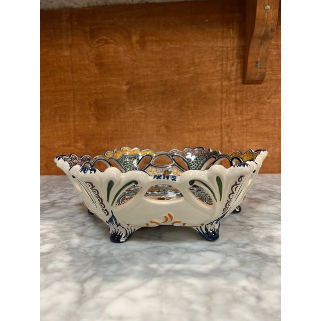 Coimbra Ceramic - Hand Painted Portuguese Fruit Basket 3 For Sale - Image 12 of 14