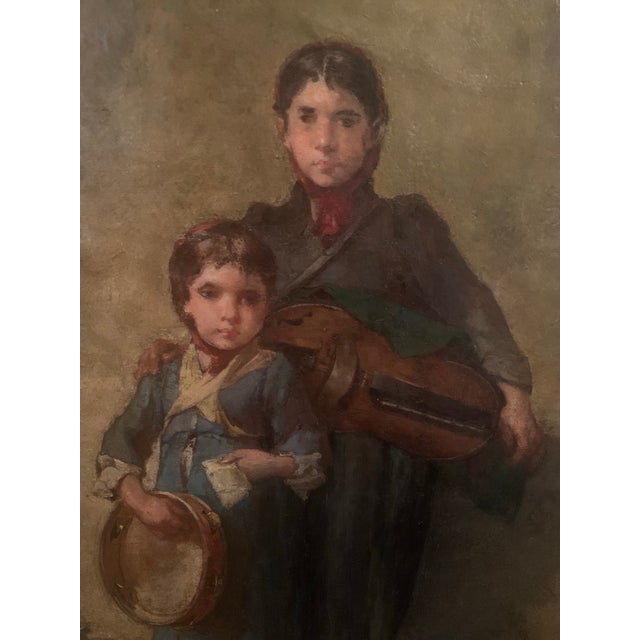 Mother and Child, Street Musicians by François Reynaud (1825-1909). Reynaud was a artist from Marseille, France. During...