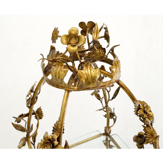 Gilt Metal Flowers Decorated Italian Pyramid Shape Display Shelves Etagere Table For Sale - Image 14 of 16