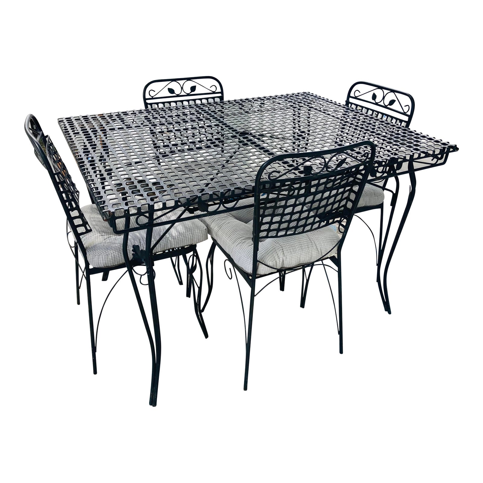 Vintage Iron Patio Dining Set, Set of 5 Pieces Chairish