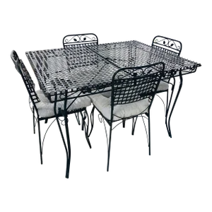 Vintage Iron Patio Dining Set, Set of 5 Pieces