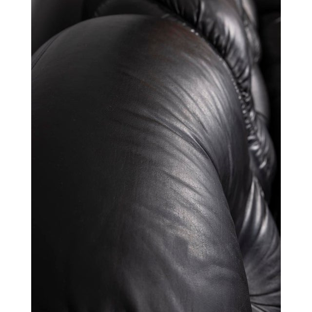 Vintage Italian Three-Seater Sofa in Black Leather, 1970s For Sale - Image 10 of 18