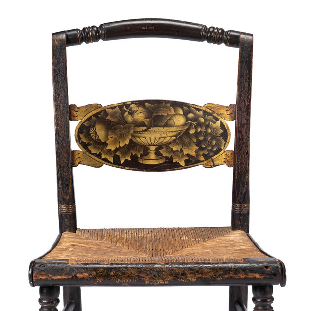 Upper Connecticut Valley Hitchcock Turtle-Back Rush Seat Side Chair, C. 1820-30 For Sale - Image 9 of 14