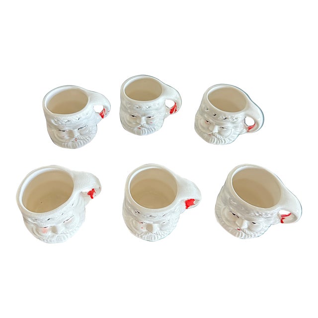 Vintage Napcoware Mini Santa Mugs- Set of 6 For Sale