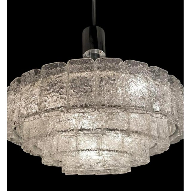 Iceglass Chandelier from Doria Leuchten, 1950s, in Very Good conditions. Designed 1950 to 1959 This piece has an...