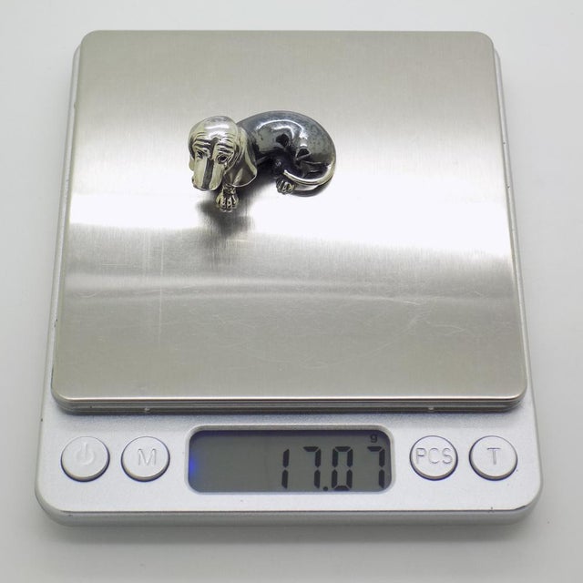 Vintage Italian Genuine Silver Dachshund Figurine by Saturno, 1980s For Sale - Image 9 of 12