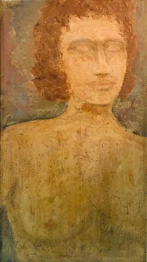 Mid 20th Century Modern Oil on Board Portrait
