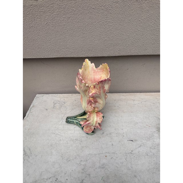 1900 - 1909 Majolica Parrot Tulip Vase Delphin Massier, Circa 1900 For Sale - Image 5 of 6