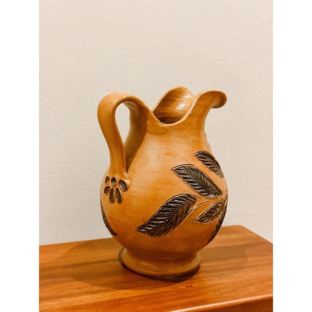 Glazed Ceramic Jug with Floral Decoration, Portugal, 1970s For Sale - Image 4 of 7