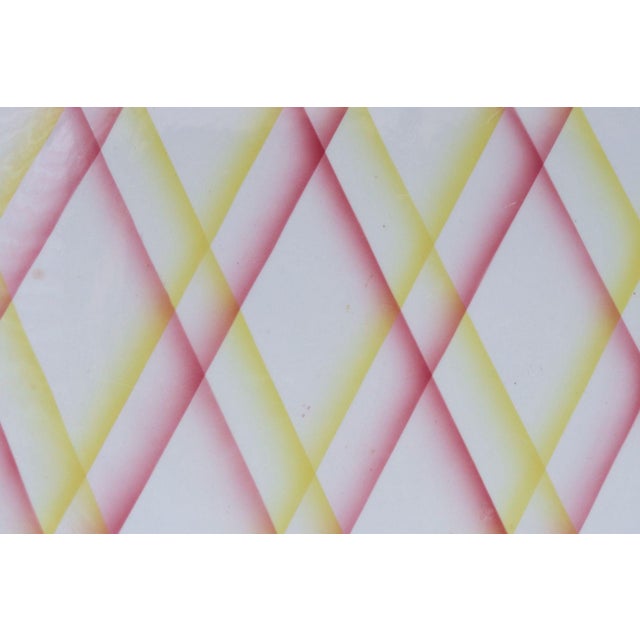 Light Gray Vintage German Ceramic Cake or Pie Plate / Round Trivet With Diamond Argyle / Lattice Pattern For Sale - Image 8 of 18