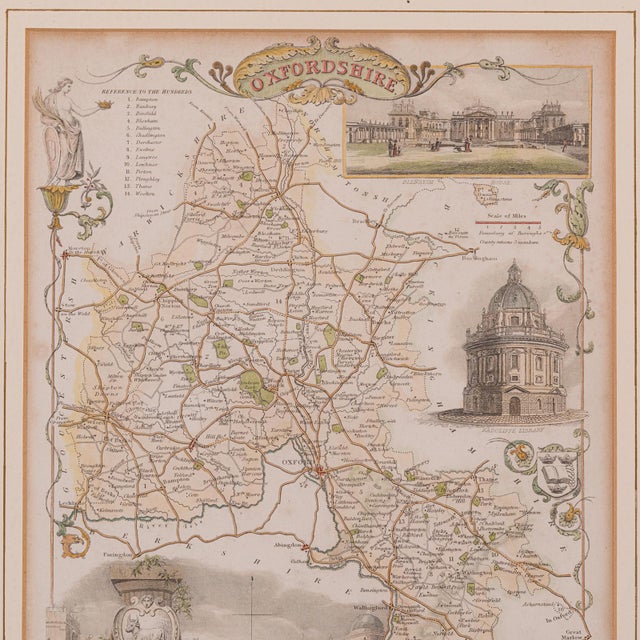 Mid 19th Century 1850's Antique County Map Oxfordshire For Sale - Image 5 of 12