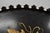 Metal Vintage French Country Black and Gold Hand Painted Oval Toleware Serving Tray For Sale - Image 7 of 15
