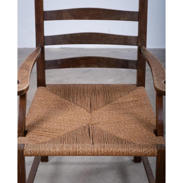 Danish Stained Oak Armchair with Cane and Spindle Back, 1940s For Sale - Image 6 of 10