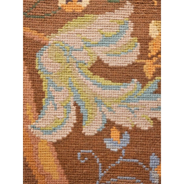 French Provincial Vintage French Needlepoint Runner, Handwoven Wool, Tree of Life Pattern, Brown & Blue, 4’ X 15’ For Sale - Image 3 of 17