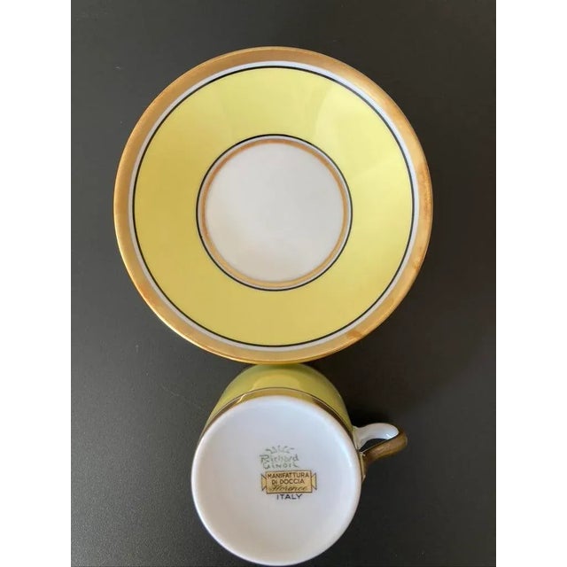 Vintage Italian Richard Ginori Contessa Yellow and Gold Porcelain Coffee Espresso Tea Cup and Saucer For Sale - Image 10 of 12