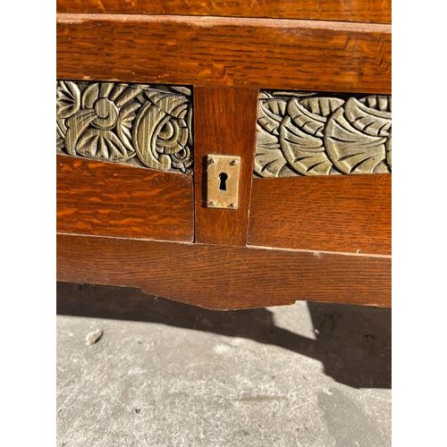 Art Deco Oak Wardrobe with Mirror and Carved Details, 1920s For Sale - Image 9 of 14