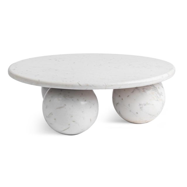 Modern White Marble Sphere Base Coffee Table For Sale - Image 4 of 4