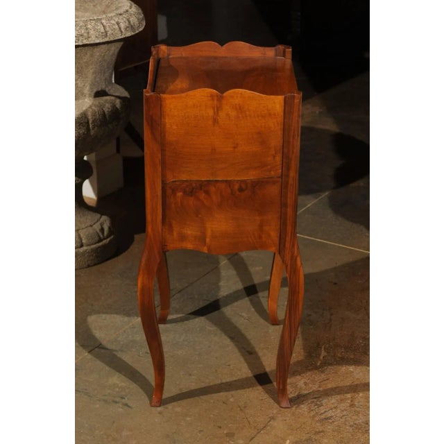 19th Century French Louis XV Style Wooden Bedside Table with Open Shelf For Sale - Image 10 of 12