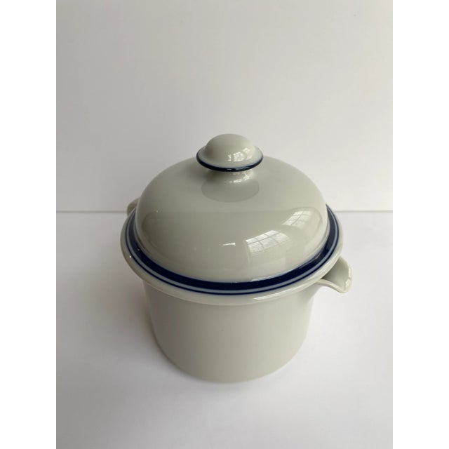 Vintage Dansk International Design Bistro Christianshavn White With Blue Trim Cream & Sugar Bowl Set, Made in Japan- Set of 2 For Sale In San Francisco - Image 6 of 8
