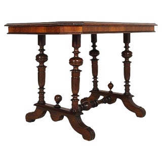 Antique Neoclassical Walnut & Burl Walnut Coffee Table For Sale