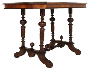 Antique Neoclassical Walnut & Burl Walnut Coffee Table