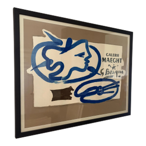 Original Vintage Georges Braque Galerie Maeght Exhibition Poster Framed French Modernism