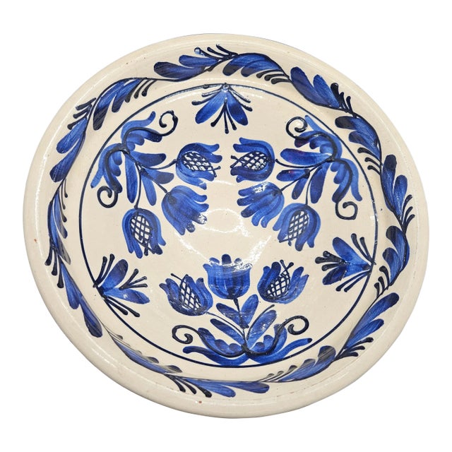 Vintage Korond Romanian Folk Art Pottery Bowl For Sale