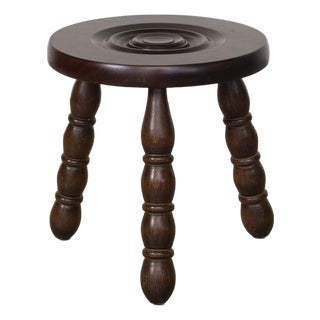 1950s French Wood Tripod Stool For Sale