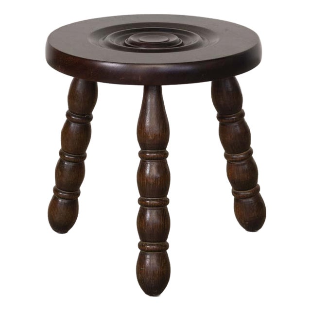 1950s French Wood Tripod Stool For Sale