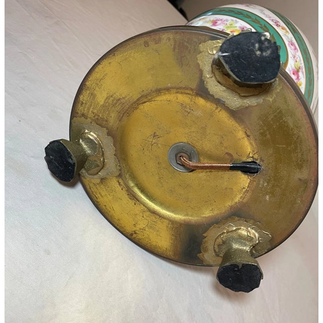 Large Antique Louis XVI Sevres Painted Porcelain Bronze Electric Table Lamp Vase For Sale - Image 12 of 12