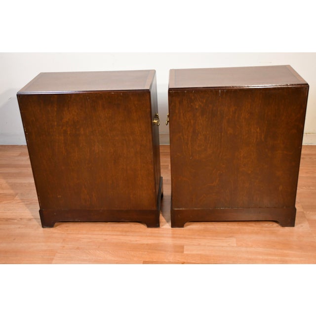 1930s Pair English Regency Mahogany Banded Satinwood Chest of Drawers Commodes For Sale - Image 17 of 18