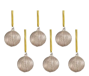 Glittering Elegance 6-Piece Gold Glass Ball Ornament Set, 3.25"