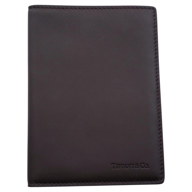 Animal Skin Tiffany & Co. Chocolate Brown Leather Passport Holder Wallet For Sale - Image 7 of 7