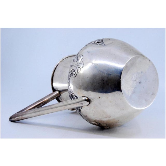 Silver Wine Jug with Raised Plant Motifs and Angular Handle For Sale - Image 5 of 11