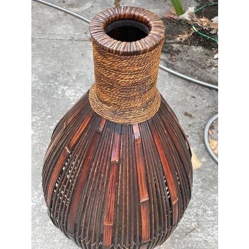 20th Century Cool Retro MCM bamboo decor basket 26" tall For Sale - Image 14 of 18