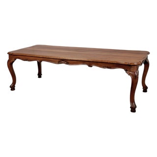 Italian Rococo Style Hand-Carved European Walnut & Fruitwood Farm/Library Table For Sale