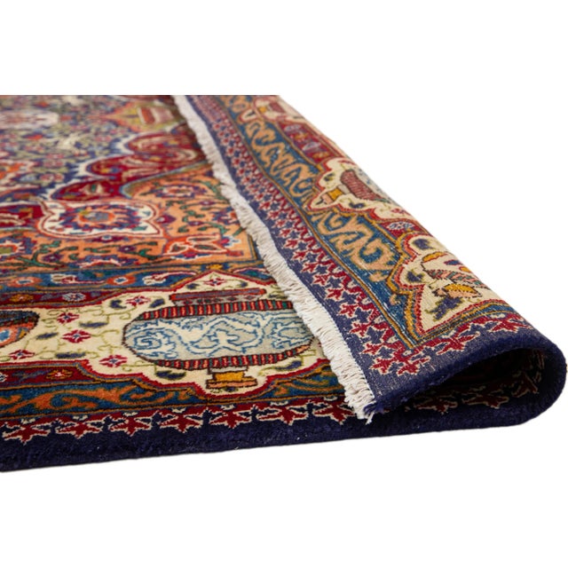 Multicolor Persian Kerman Wool Rug With Allover Design For Sale In New York - Image 6 of 9