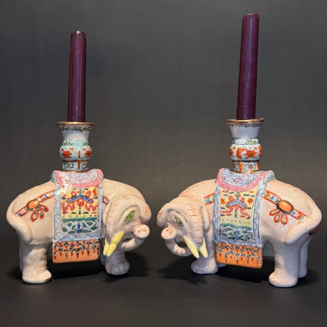 Early 20th Century Chinese Export Famille Rose Enameled Elephant