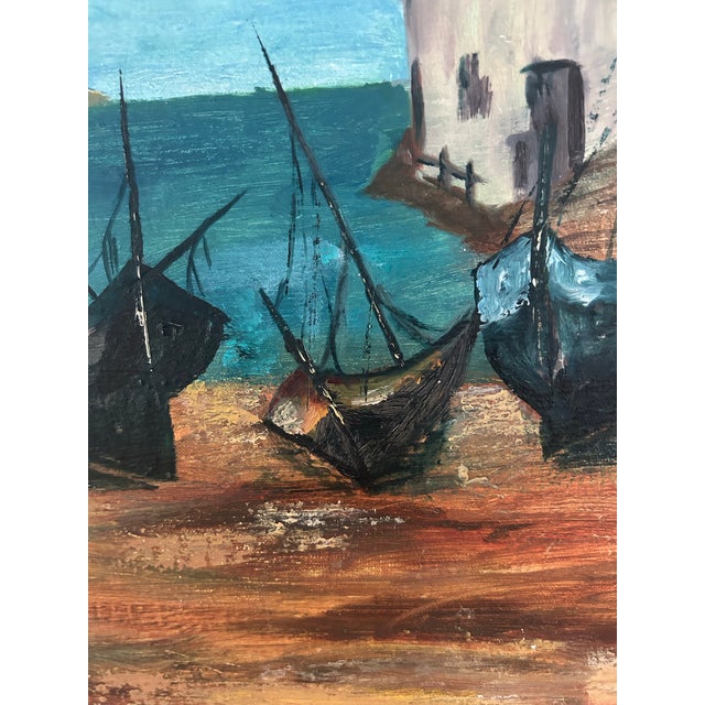 Original painting dates 1967 by Ray Specht. It is vibrant seaside scene. It can stand alone or with a grouping.