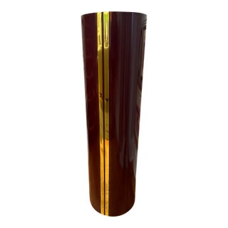 Vintage High-Gloss Maroon Pedestal With Raised Brass Accent For Sale