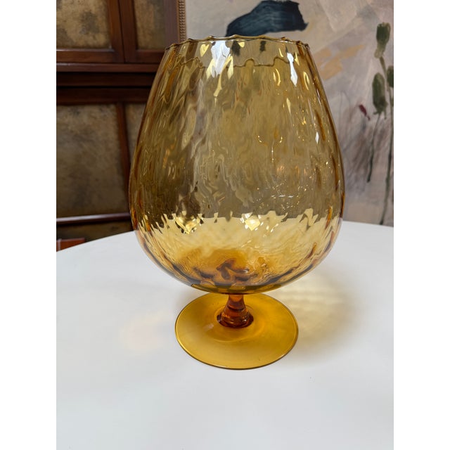 Art Deco Empoli Italian Amber Glass Vase For Sale - Image 3 of 12
