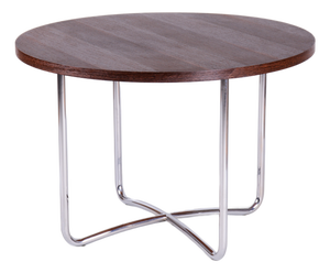 Bauhaus Round Coffee Table in Beech and Wenge, Czech, 1930s