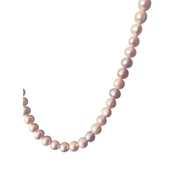 Pink Genuine Pinkish /Grayish Pearl Necklace Cultured Freshwater 17" Long For Sale - Image 8 of 10
