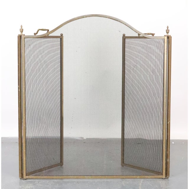 Black Antique Traditional Folding Fireplace Screen For Sale - Image 8 of 9