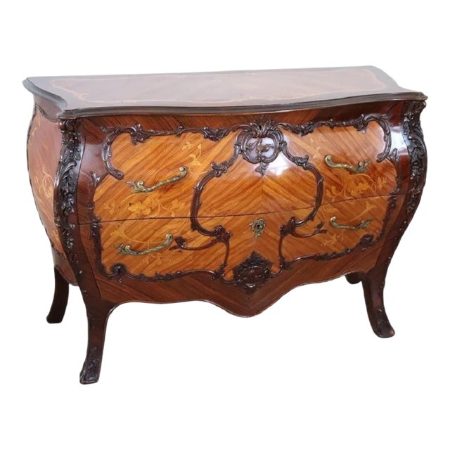 Vintage Chest of Drawers with Inlay Walnut, 1930s For Sale