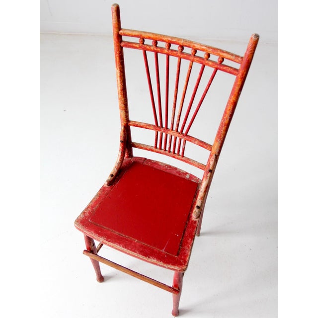 Wood Antique Tall Spindle Back Chair For Sale - Image 7 of 12