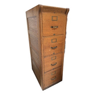 Quarter-Sawn Oak Four-Drawer Filing Cabinet, Vintage For Sale