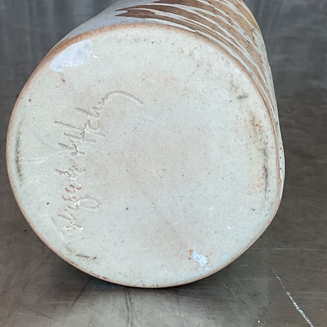 Camel Vintage Boho Slab Built Studio Pottery Vase For Sale - Image 8 of 8