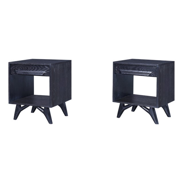 Mid-Century Modern Cerused Nightstands by Jack Van Der Molen For Sale